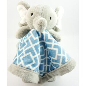 Levtex Baby Elephant Lovey Blue Gray Plush Security Blanket